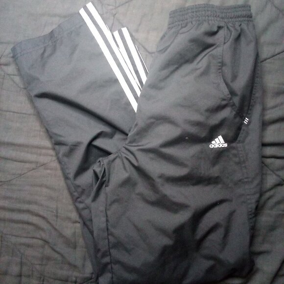 Vintage Y2K Adidas Striped Mesh Lined Wind Pants Joggers - Picture 1 of 8